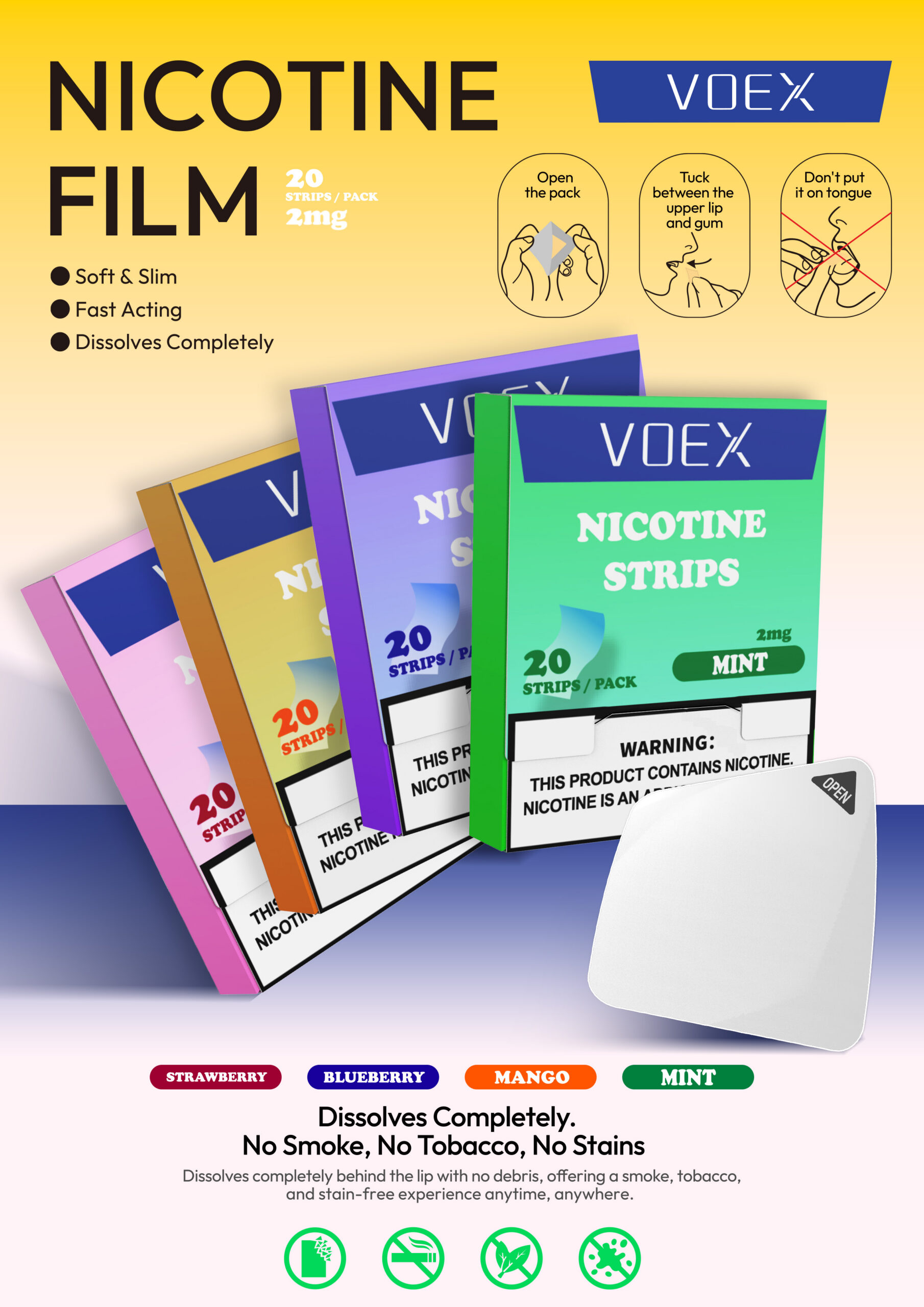 Voex Nicotine Strips - 2mg, Discreet, Fast-Absorbing
